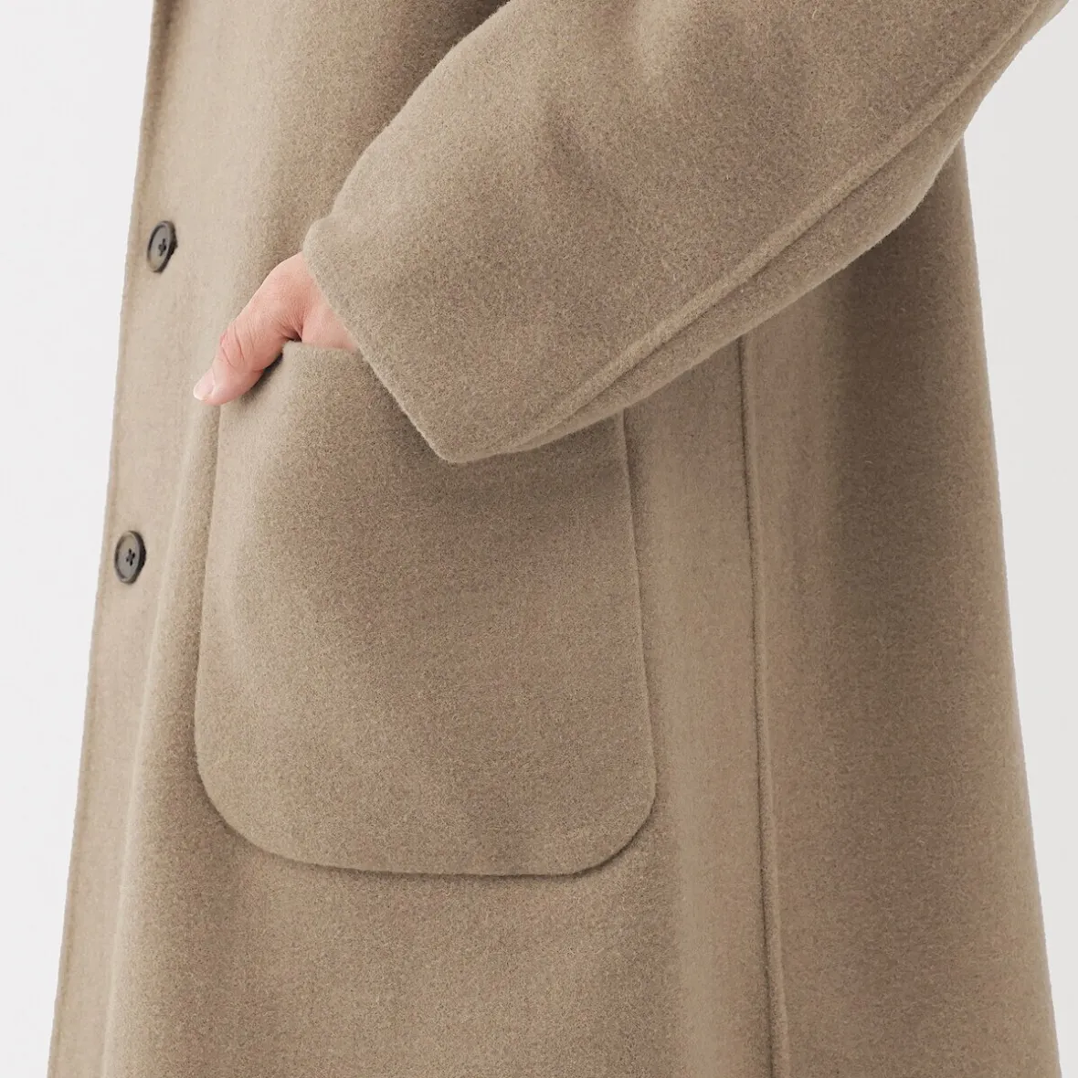 Hot Muji Abrigo Chesterfield de mezcla de lana merina para hombre