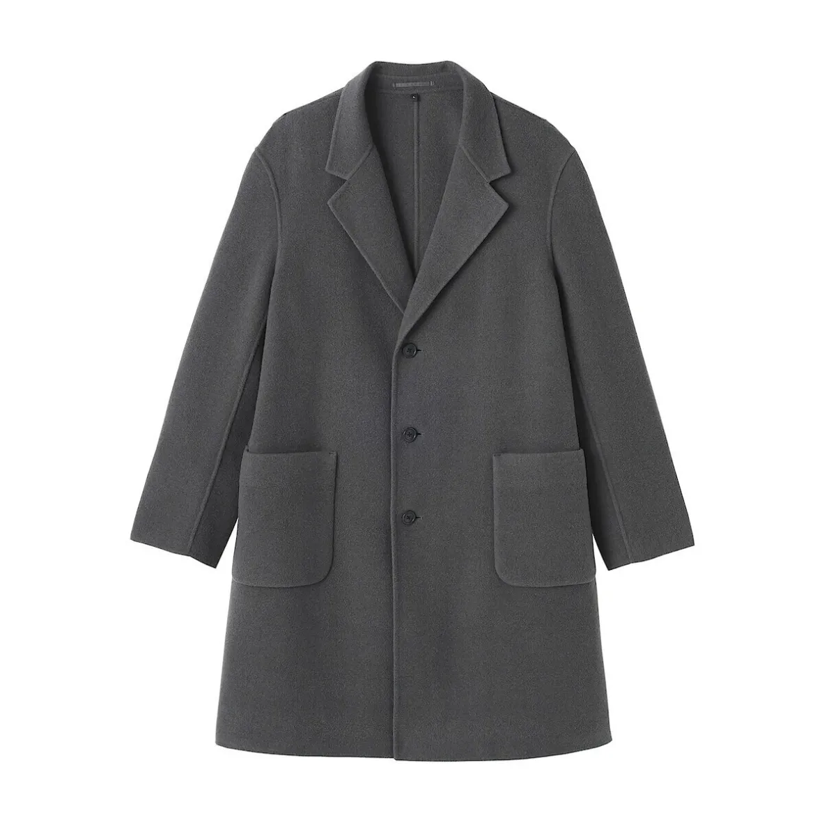 Hot Muji Abrigo Chesterfield de mezcla de lana merina para hombre
