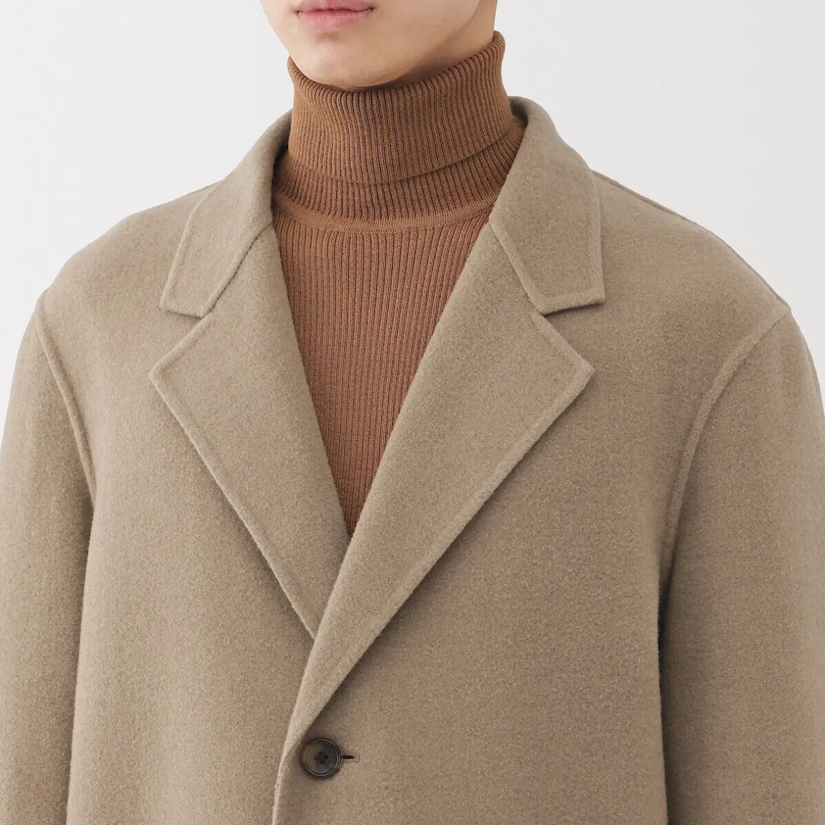 Hot Muji Abrigo Chesterfield de mezcla de lana merina para hombre