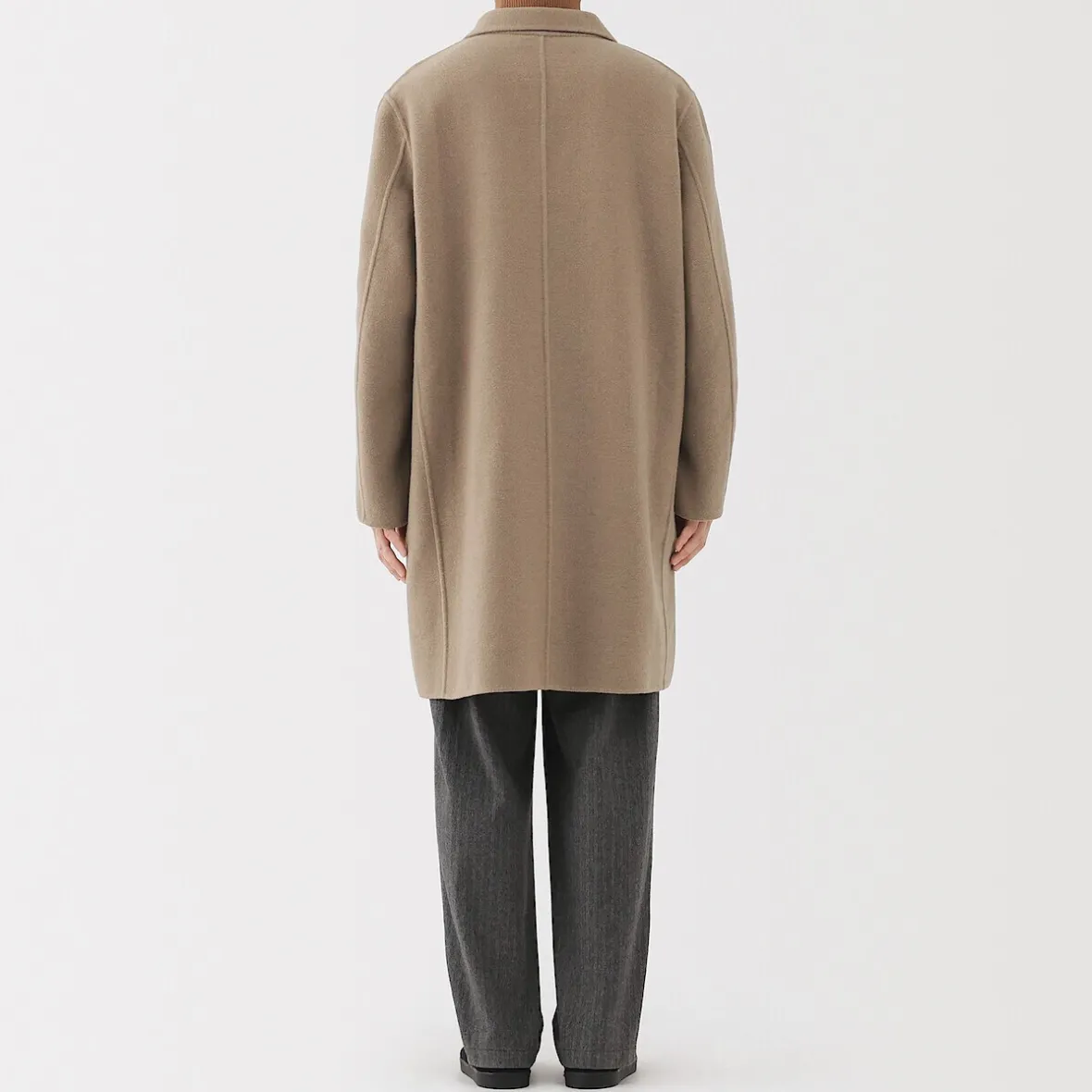 Hot Muji Abrigo Chesterfield de mezcla de lana merina para hombre