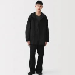 Online Muji Abrigo con capucha de algodón ligero para hombre