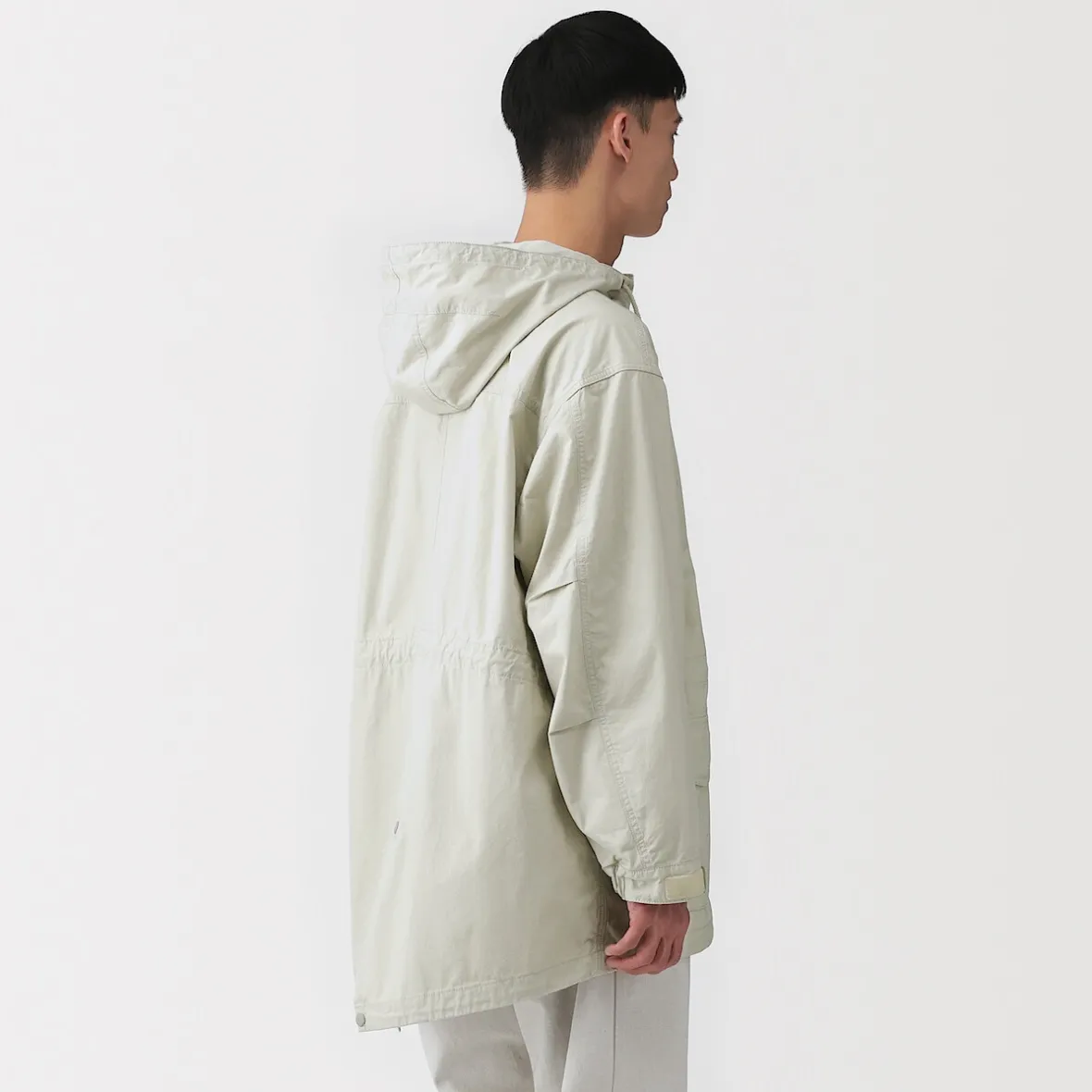 Online Muji Abrigo con capucha de algodón ligero para hombre