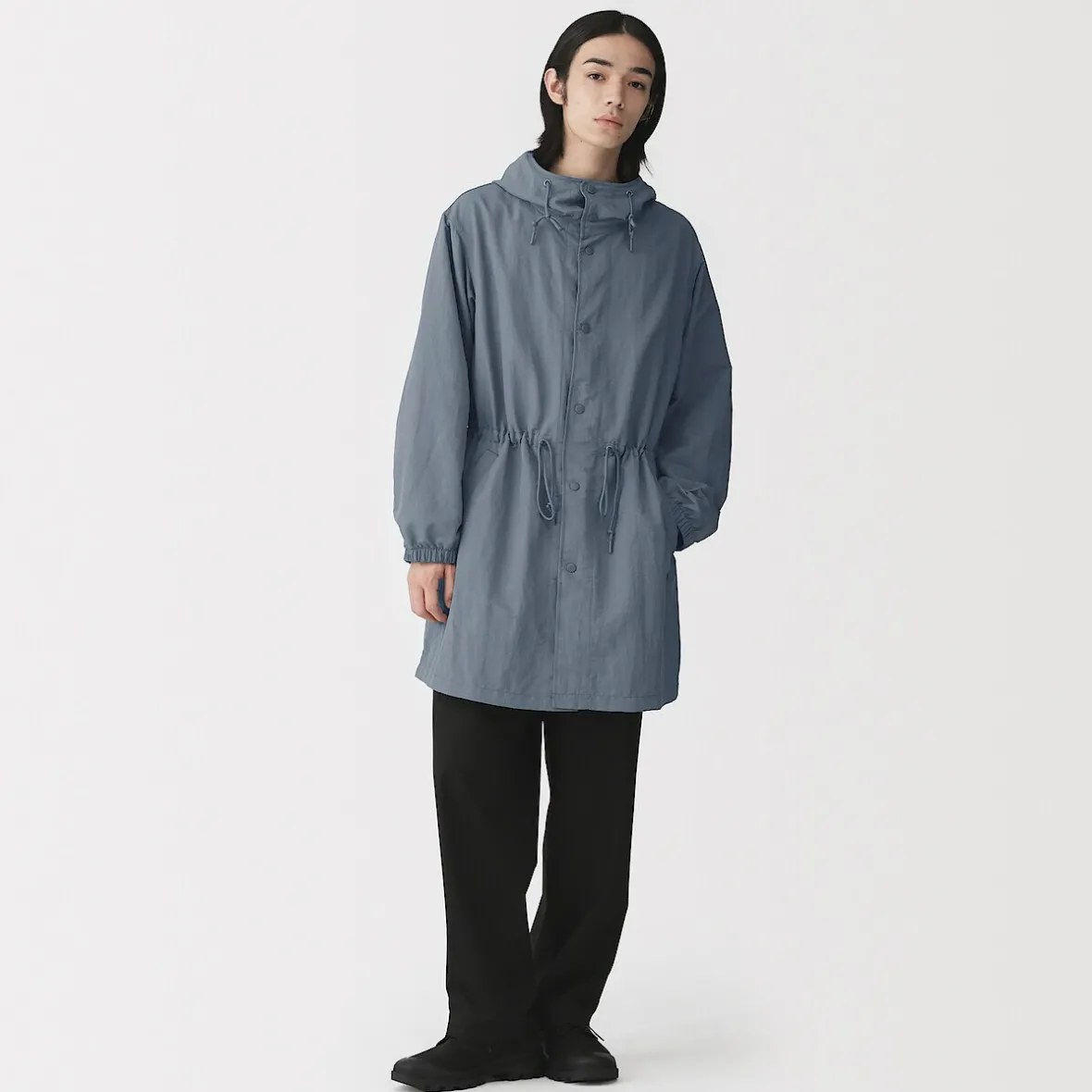Hot Muji Abrigo con capucha de nailon reciclado repelente al agua para hombre