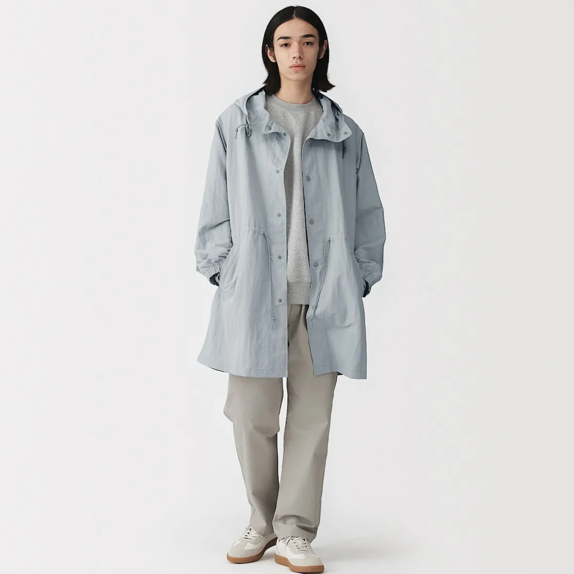 Hot Muji Abrigo con capucha de nailon reciclado repelente al agua para hombre