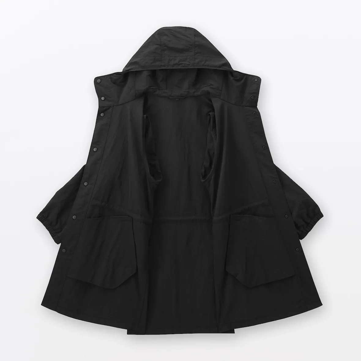 Hot Muji Abrigo con capucha de nailon reciclado repelente al agua para hombre