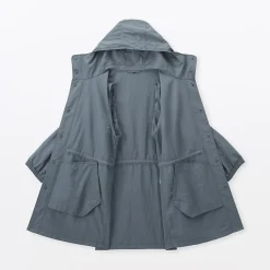 Hot Muji Abrigo con capucha de nailon reciclado repelente al agua para hombre