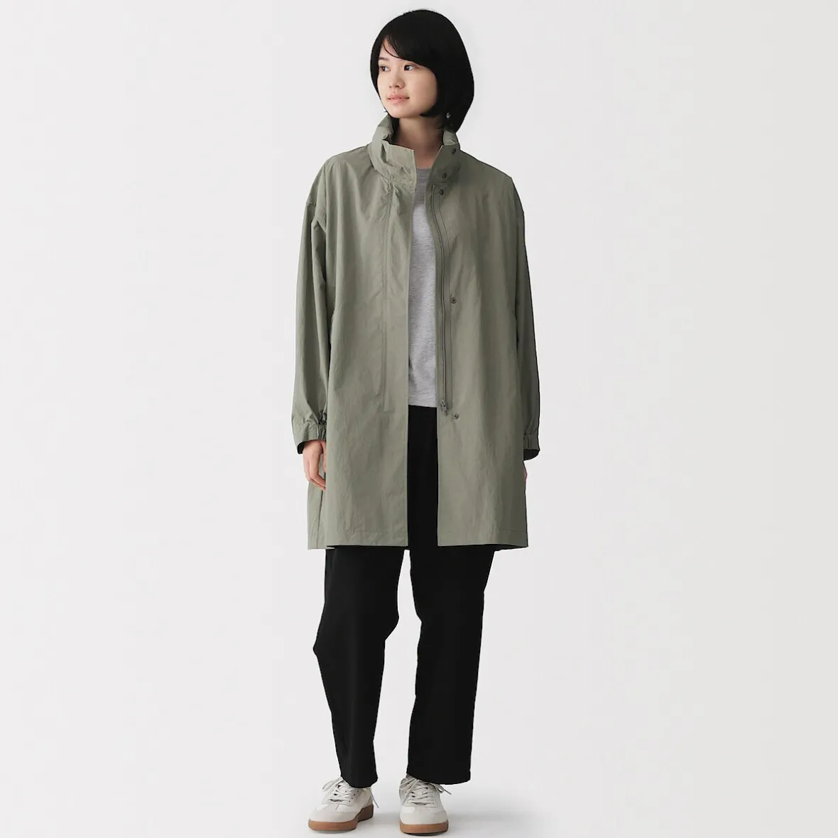 Sale Muji Abrigo con capucha extraíble y repelente al agua para mujer