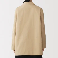Hot Muji Abrigo con cuello alto en sarga de algodón repelente al agua para mujer
