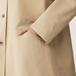 Hot Muji Abrigo con cuello alto en sarga de algodón repelente al agua para mujer