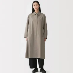 Discount Muji Abrigo de algodón repelente al agua con botonadura simple para mujer