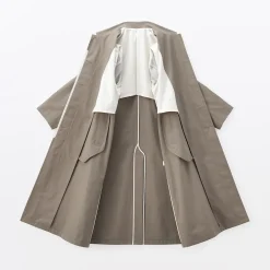 Discount Muji Abrigo de algodón repelente al agua con botonadura simple para mujer