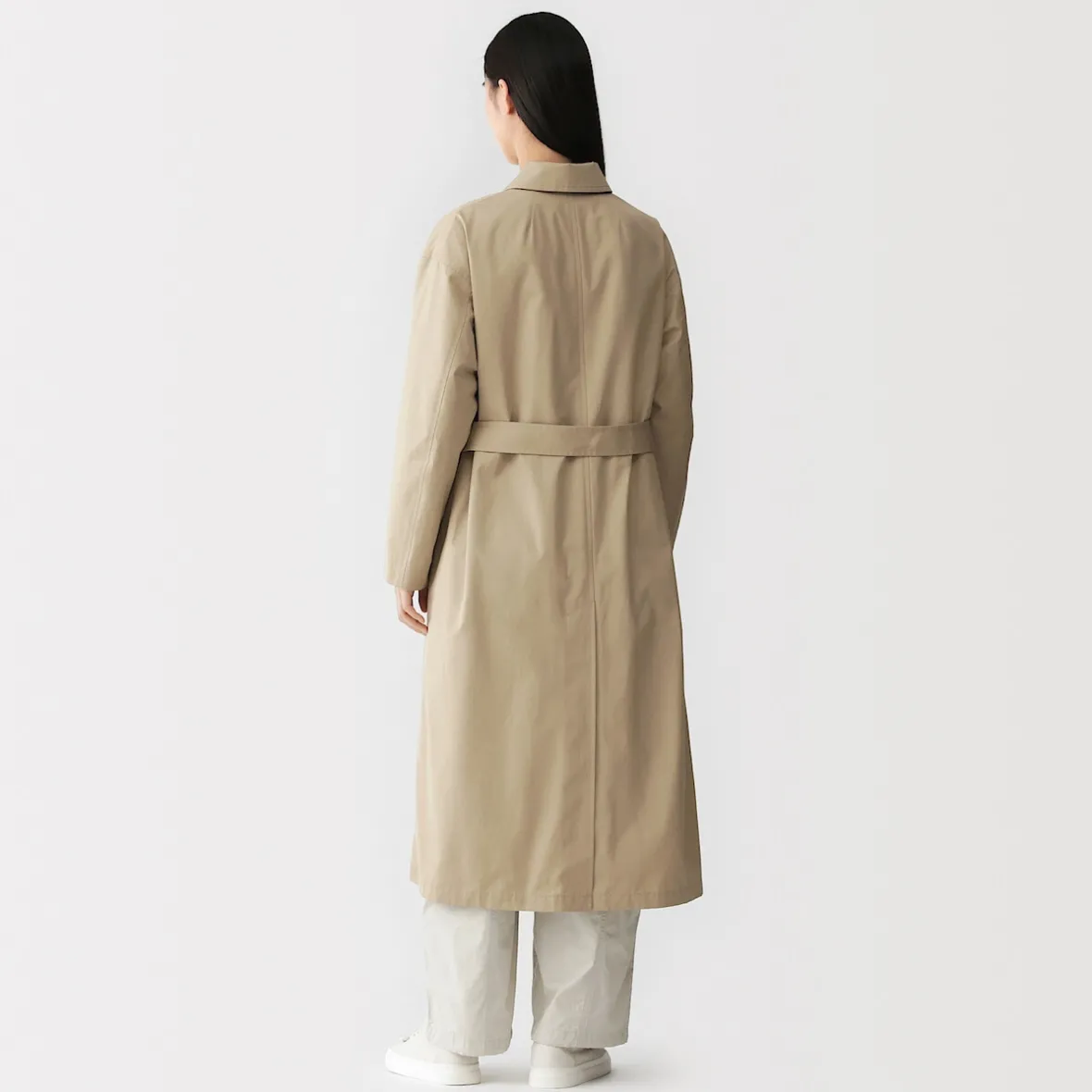 Discount Muji Abrigo de algodón repelente al agua con botonadura simple para mujer
