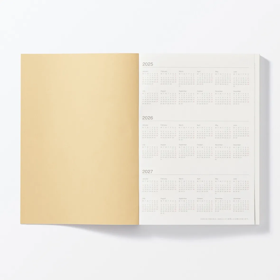Muji Agenda mensual y semanal de 2026 - B6