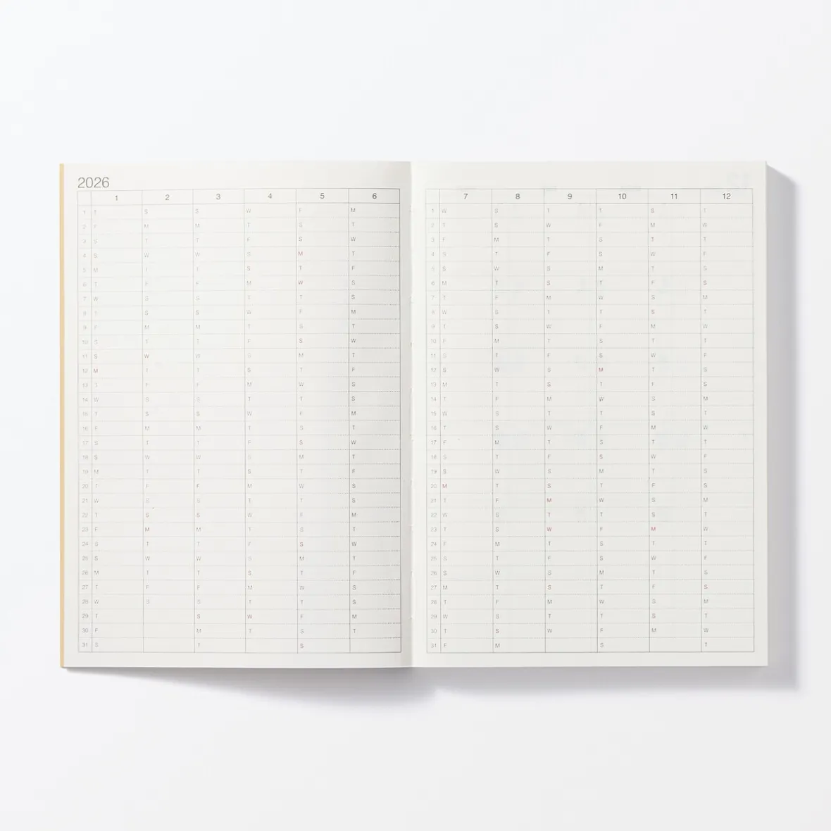Muji Agenda mensual y semanal de 2026 - B6