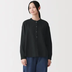 Discount Muji Blusa de gasa doble y mezcla de kapok para mujer