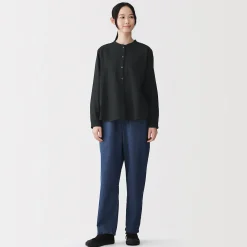 Discount Muji Blusa de gasa doble y mezcla de kapok para mujer