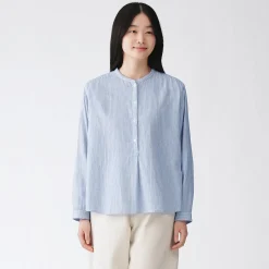 Discount Muji Blusa de gasa doble y mezcla de kapok para mujer
