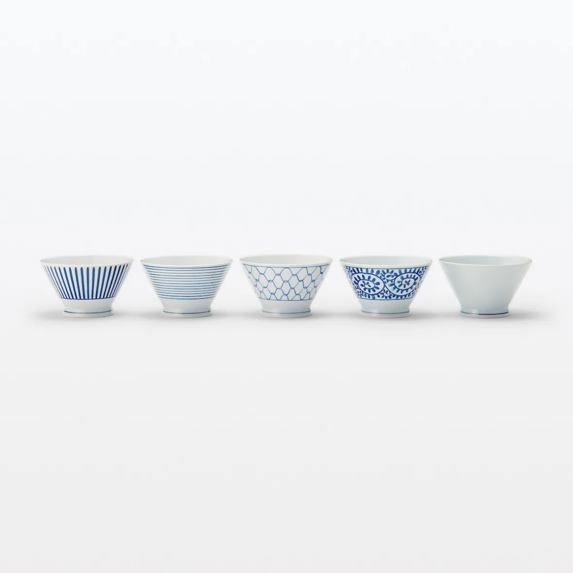 New Muji Bol de arroz Hasami Ware - Patrón de rayas en abanico, Grande