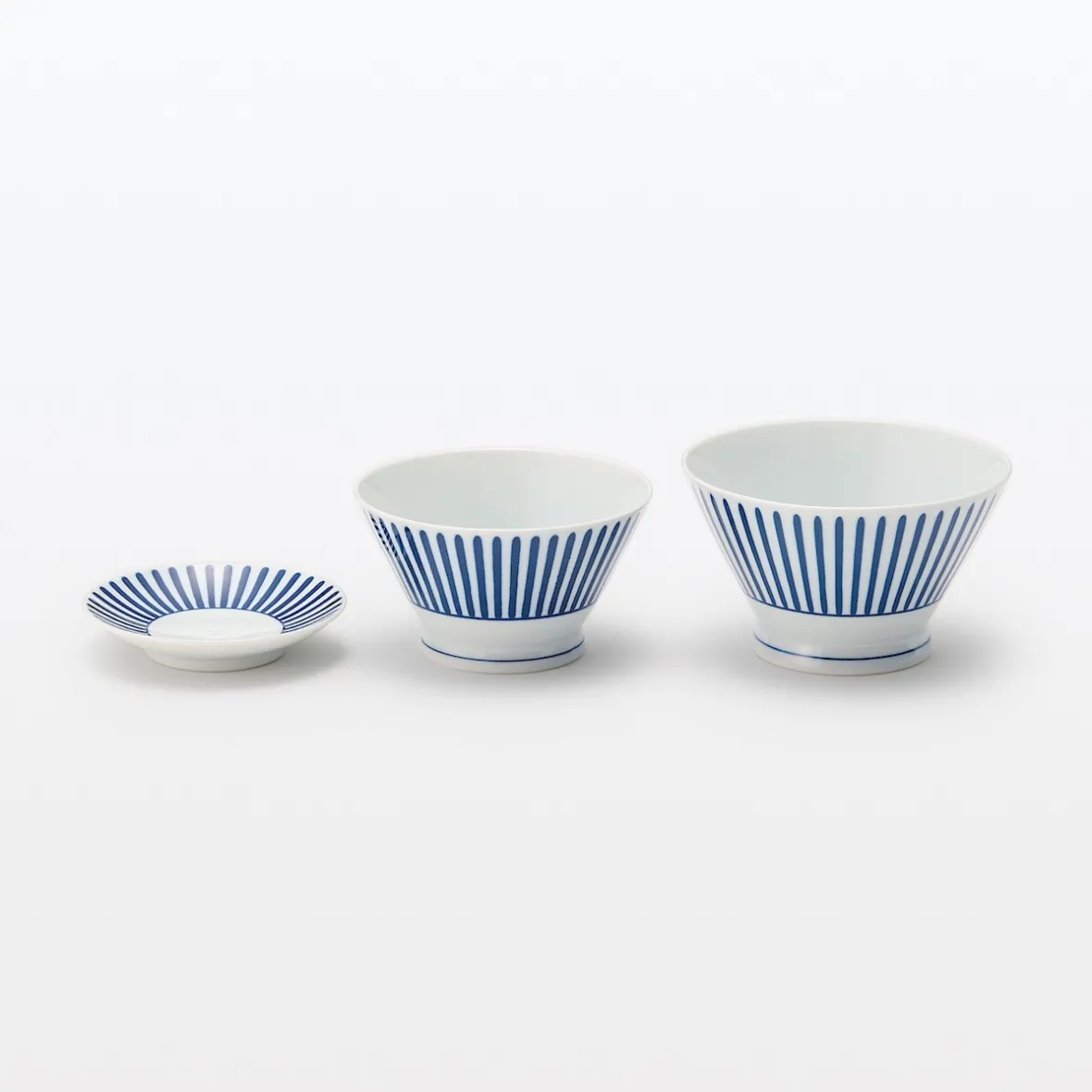 New Muji Bol de arroz Hasami Ware - Patrón de rayas en abanico, Grande