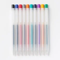 Sale Muji Bolígrafo de gel retráctil de colores - 0,5 mm - Pack de 10