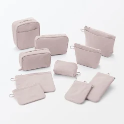Muji Bolsa de nailon texturizada con cremallera ‐ Mediana