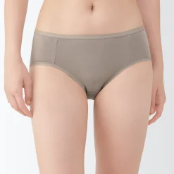 Clearance Muji Braguitas de bikini de hilo recuperado para mujer, paquete de 3 Albaricoque