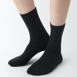 Hot Muji Calcetines de 3 capas con puño holgado y talón en ángulo recto para mujer