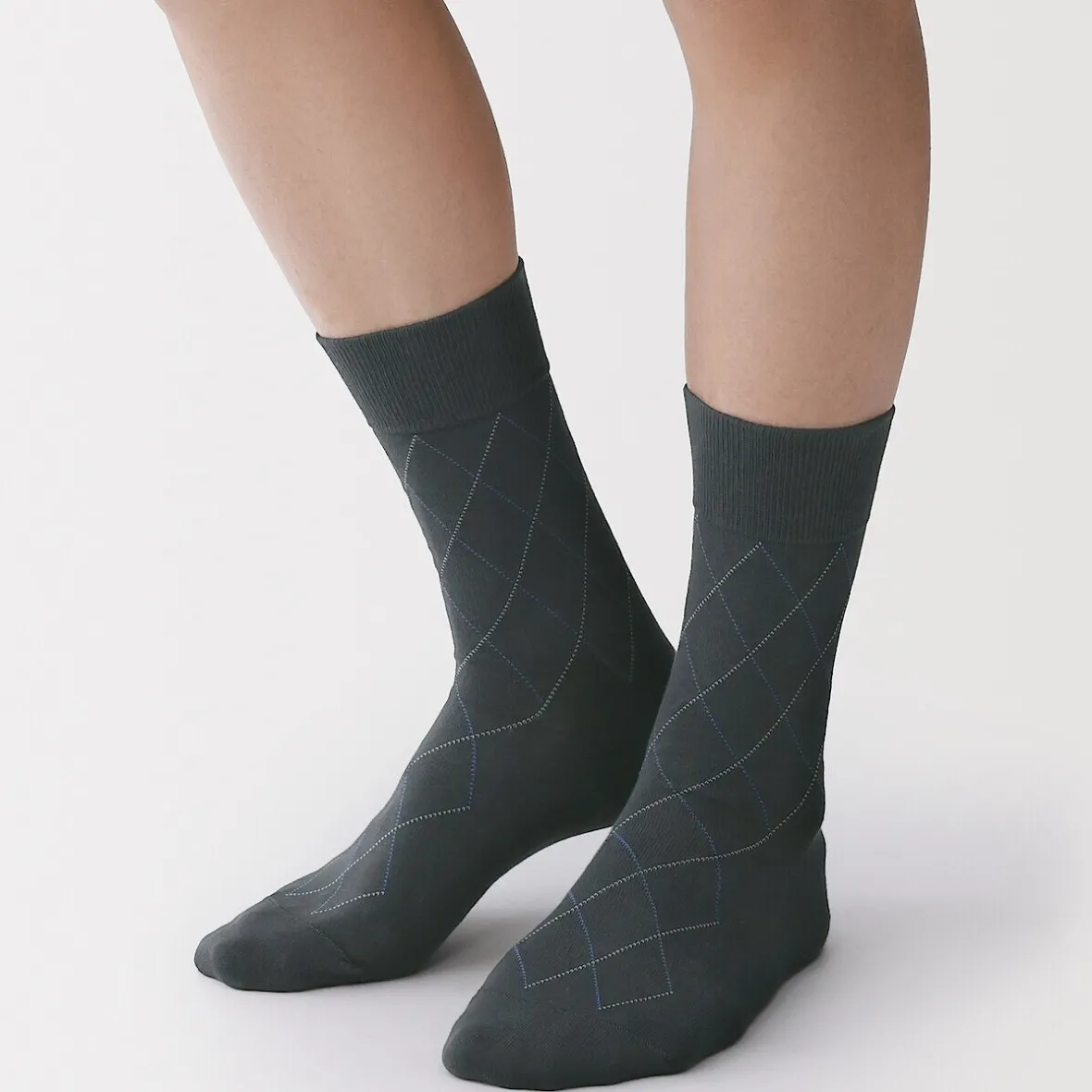 Muji Calcetines elegantes Argyle de algodón para hombre