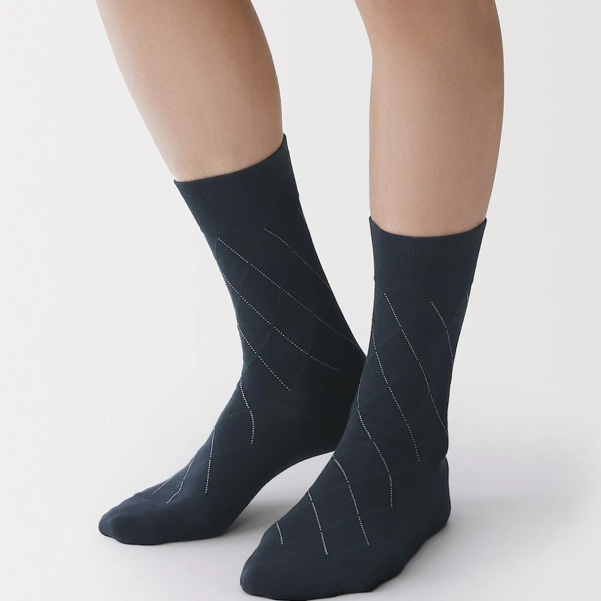 Muji Calcetines elegantes Argyle de algodón para hombre