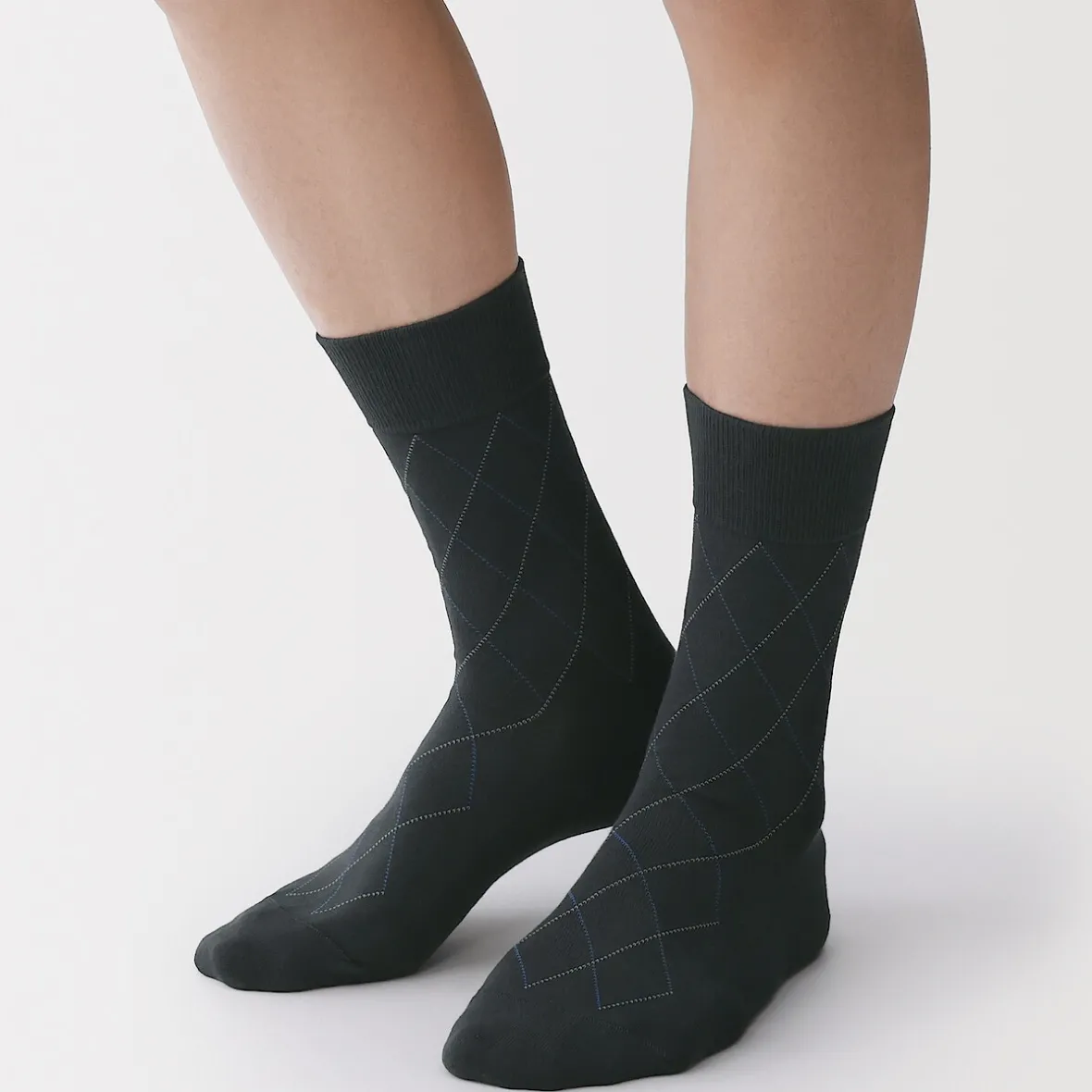 Muji Calcetines elegantes Argyle de algodón para hombre