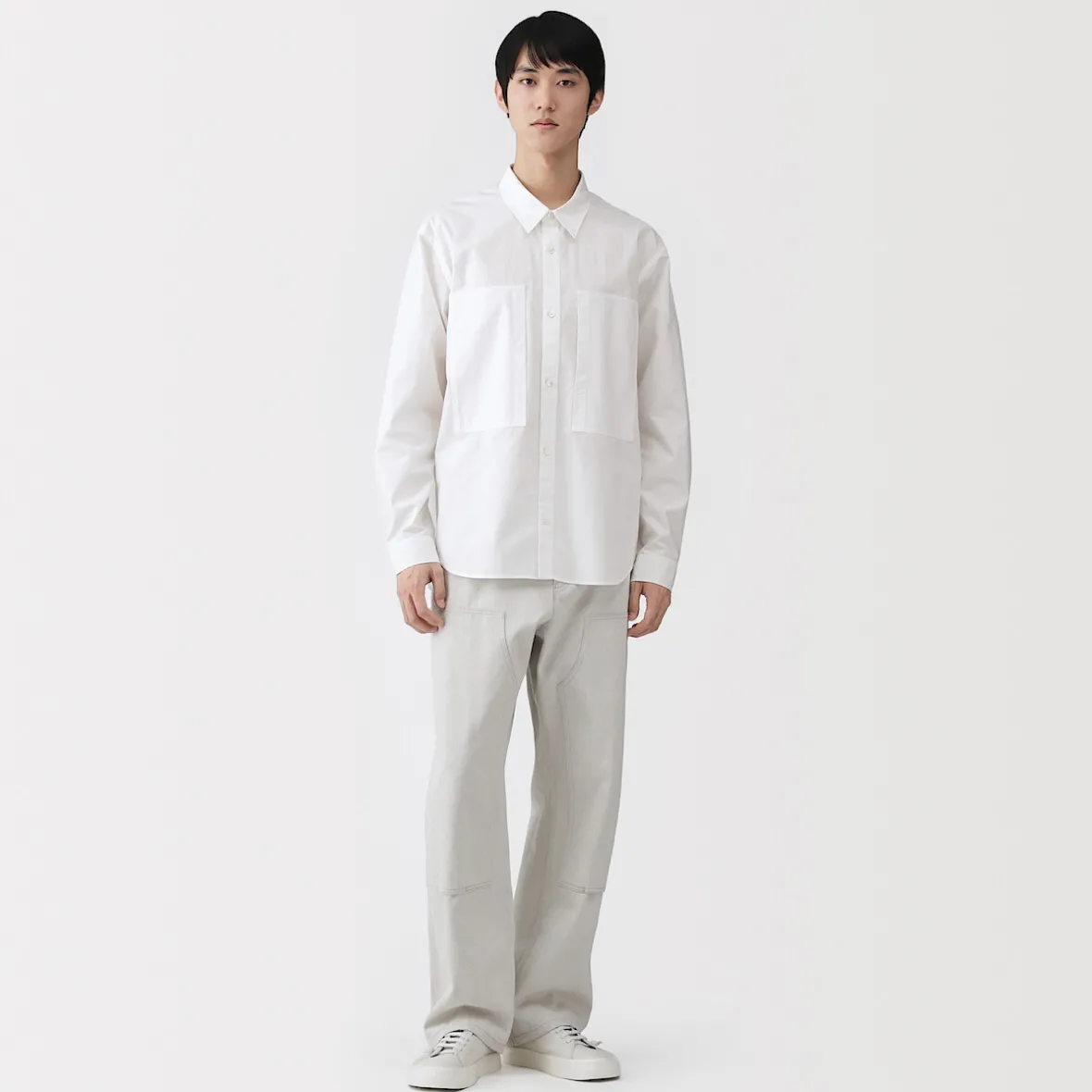 Clearance Muji Camisa con bolsillo de algodón orgánico para hombre
