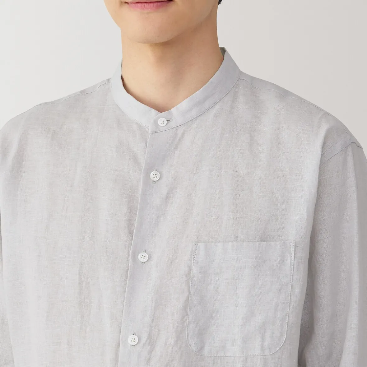 Discount Muji Camisa con cuello mao de lino lavado para hombre