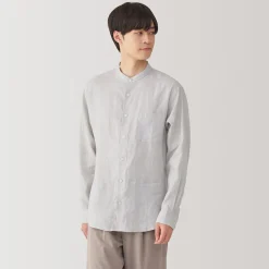 Discount Muji Camisa con cuello mao de lino lavado para hombre