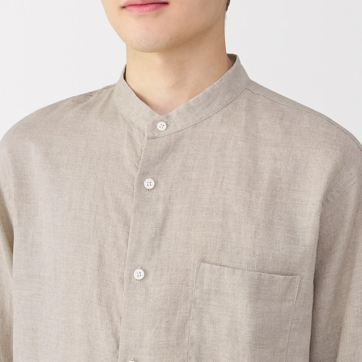 Discount Muji Camisa con cuello mao de lino lavado para hombre
