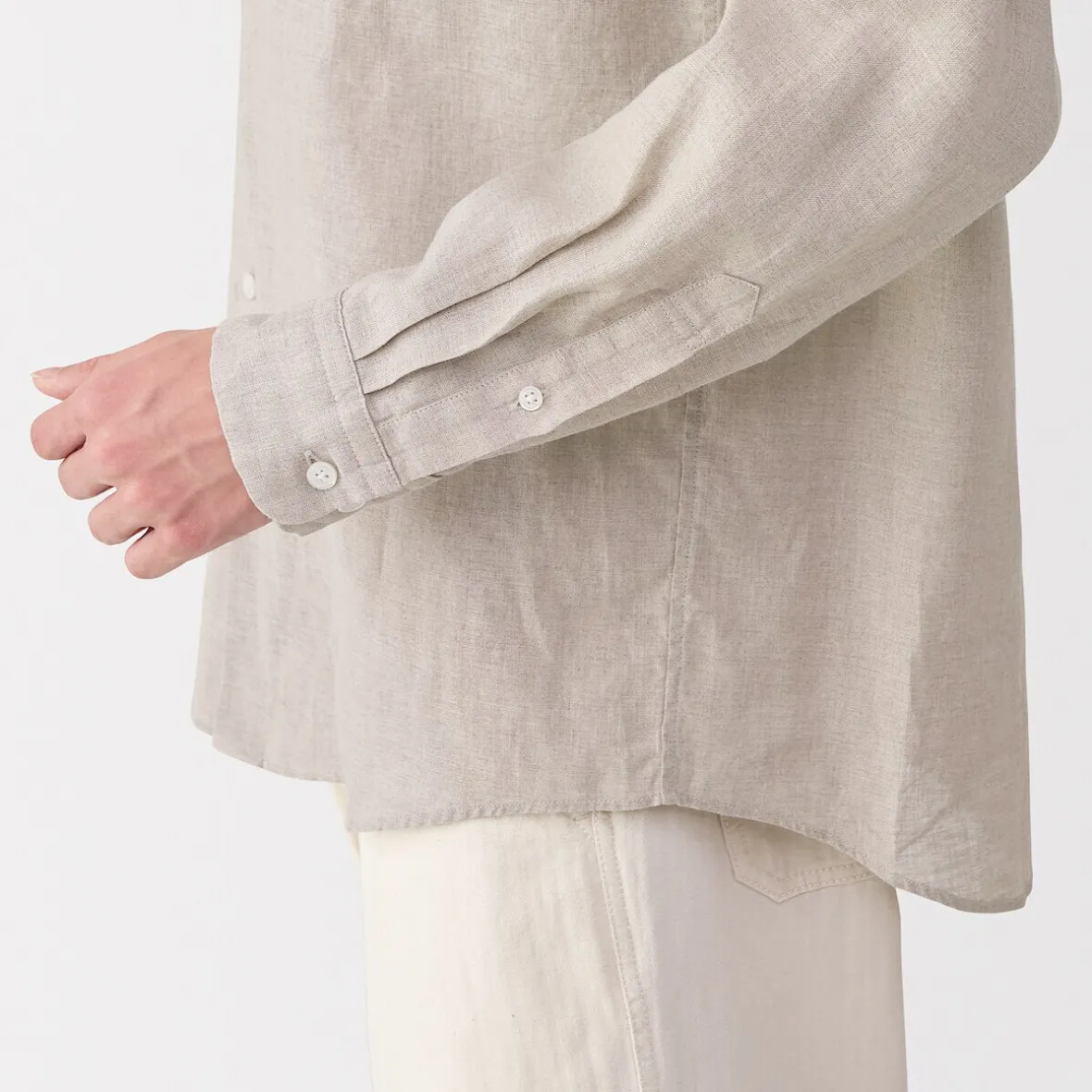 Discount Muji Camisa con cuello mao de lino lavado para hombre