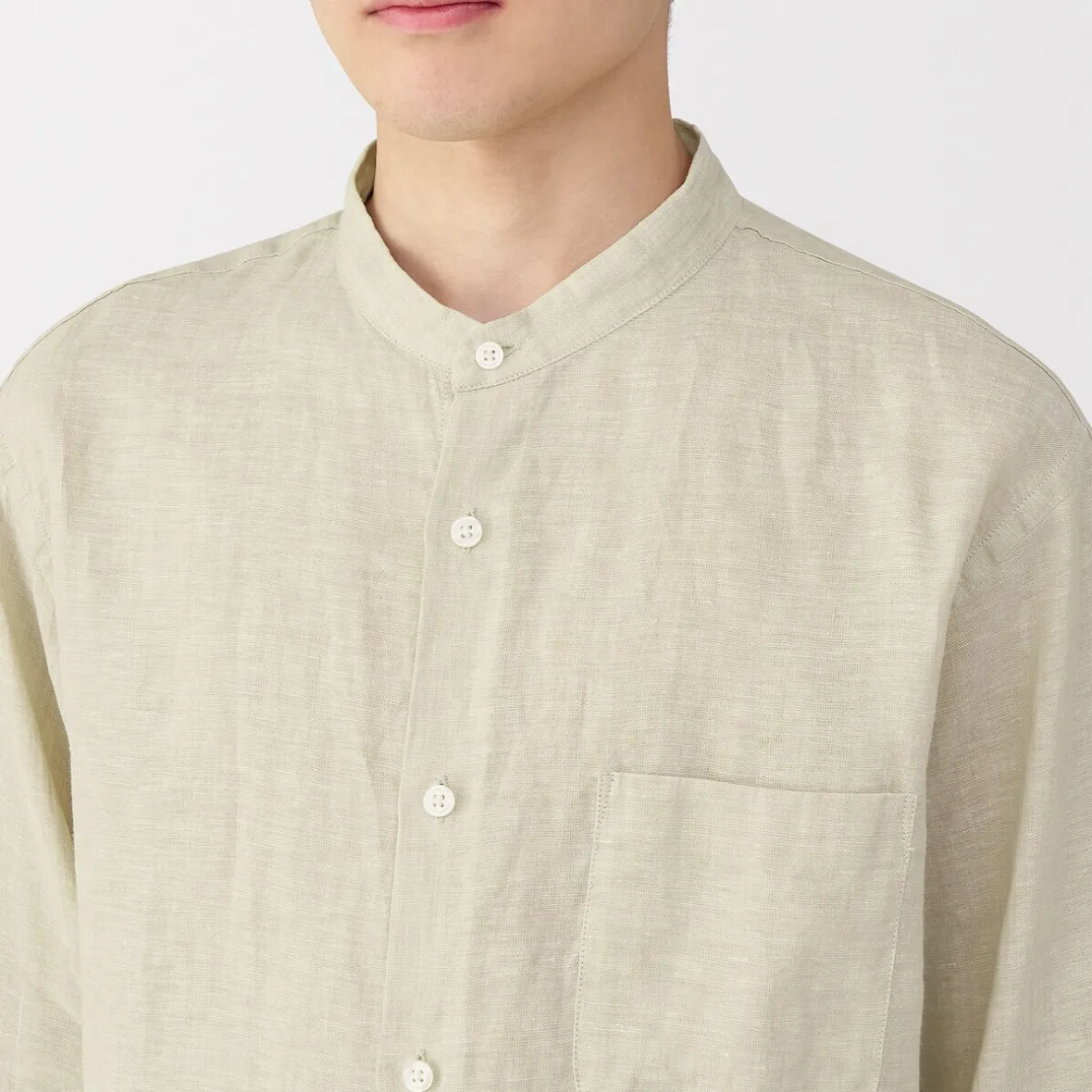Discount Muji Camisa con cuello mao de lino lavado para hombre