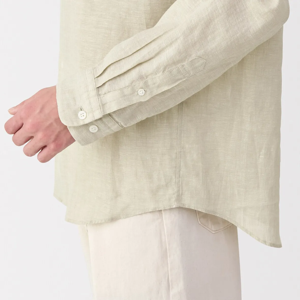 Discount Muji Camisa con cuello mao de lino lavado para hombre