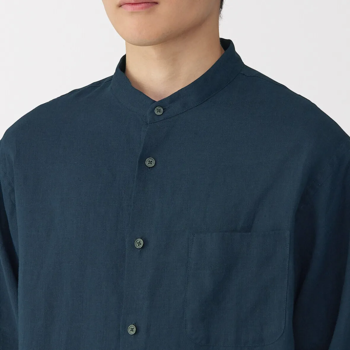 Discount Muji Camisa con cuello mao de lino lavado para hombre