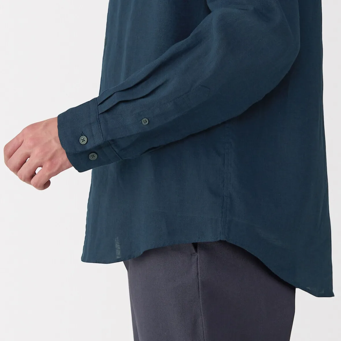Discount Muji Camisa con cuello mao de lino lavado para hombre