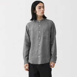 Discount Muji Camisa con cuello mao de lino lavado para hombre