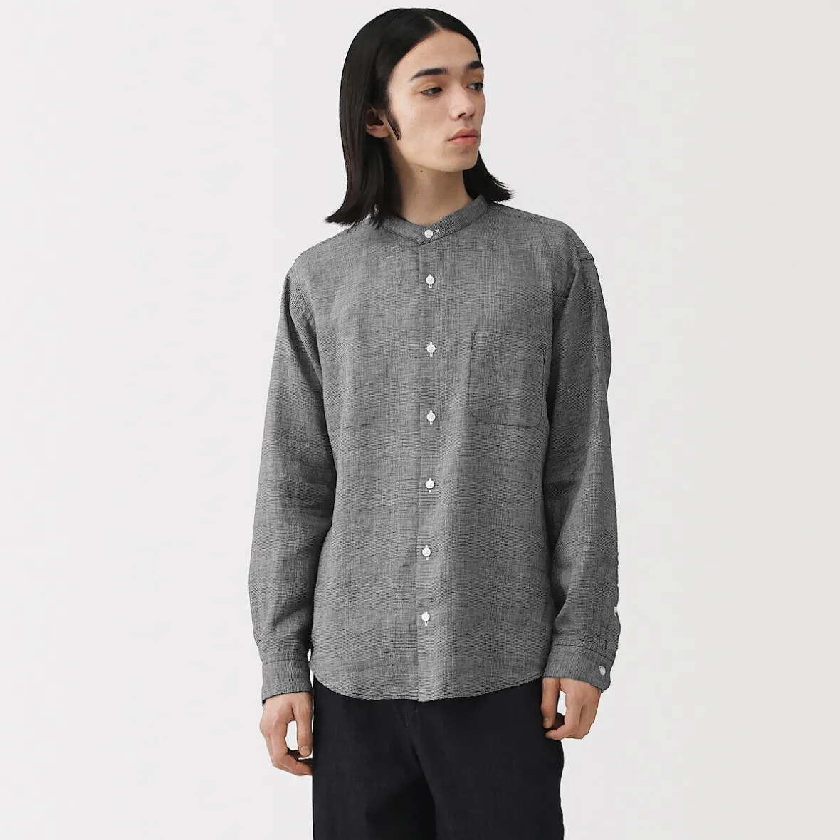 Discount Muji Camisa con cuello mao de lino lavado para hombre