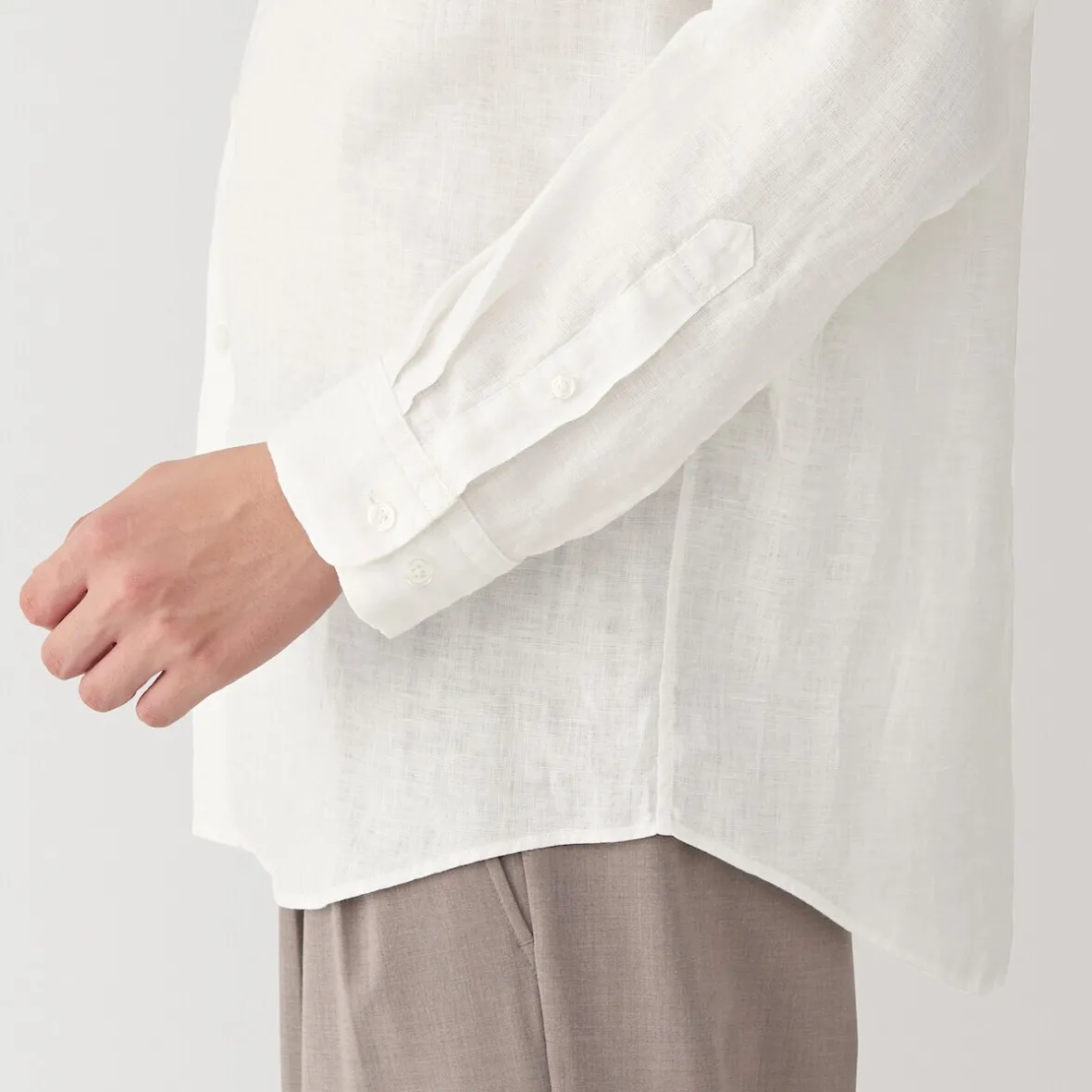 Discount Muji Camisa con cuello mao de lino lavado para hombre