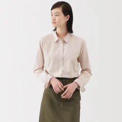 New Muji Camisa de algodón lavado fino para mujer