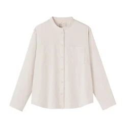 Online Muji Camisa de franela de doble cepillado con cuello alto para mujer