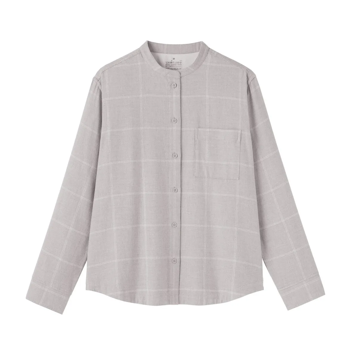 Online Muji Camisa de franela de doble cepillado con cuello alto para mujer