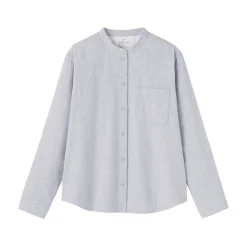 Online Muji Camisa de franela de doble cepillado con cuello alto para mujer