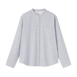 Online Muji Camisa de franela de doble cepillado con cuello alto para mujer