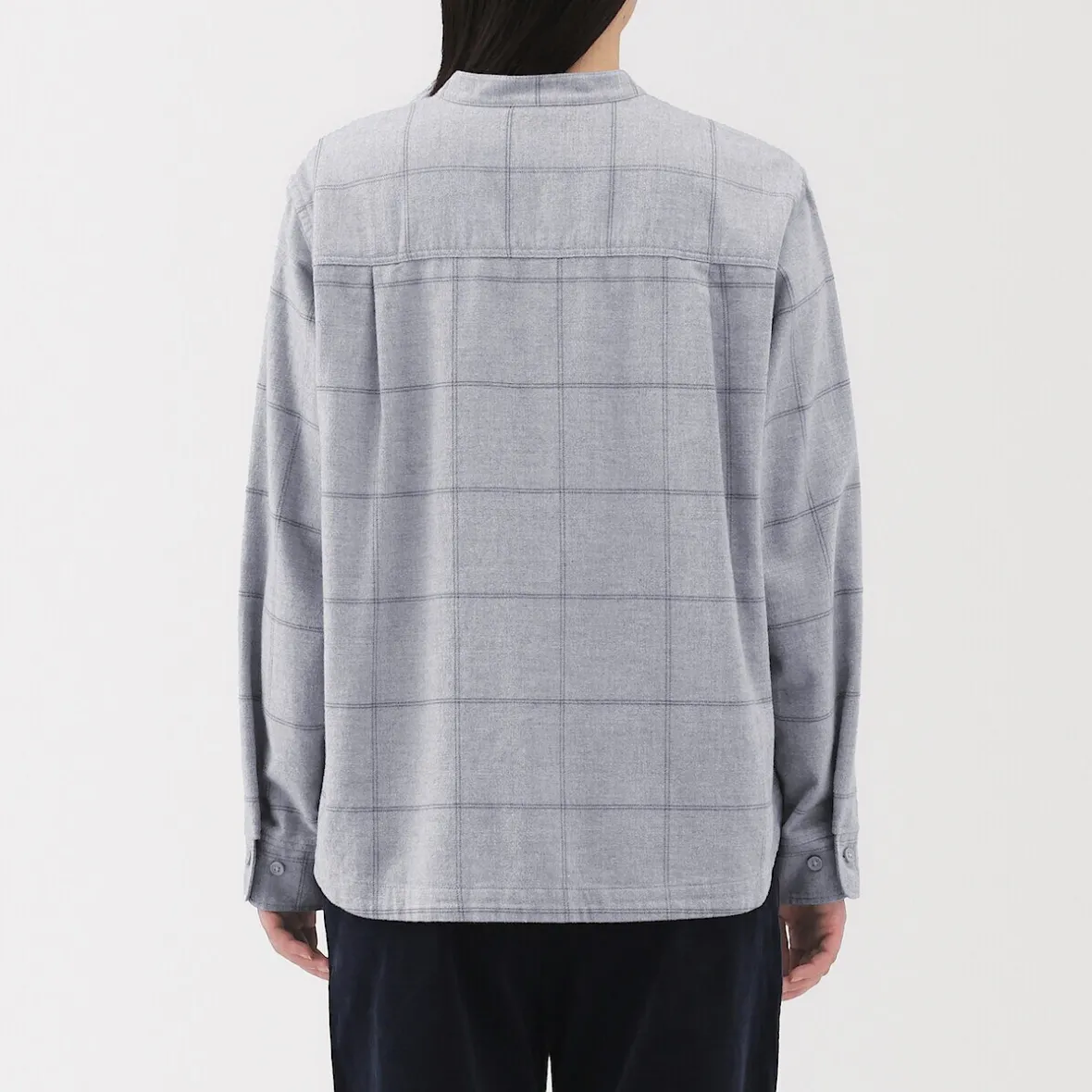Online Muji Camisa de franela de doble cepillado con cuello alto para mujer