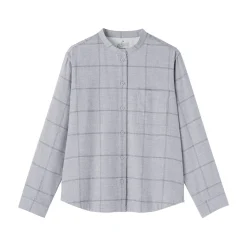 Online Muji Camisa de franela de doble cepillado con cuello alto para mujer