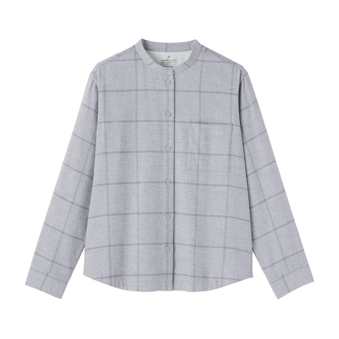 Online Muji Camisa de franela de doble cepillado con cuello alto para mujer